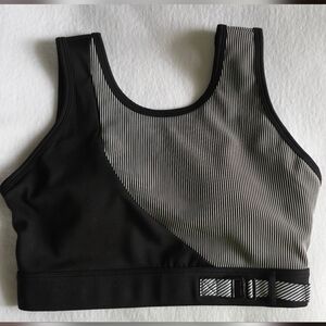 Zyia Active Bomber Black and White Striped Sports Bra